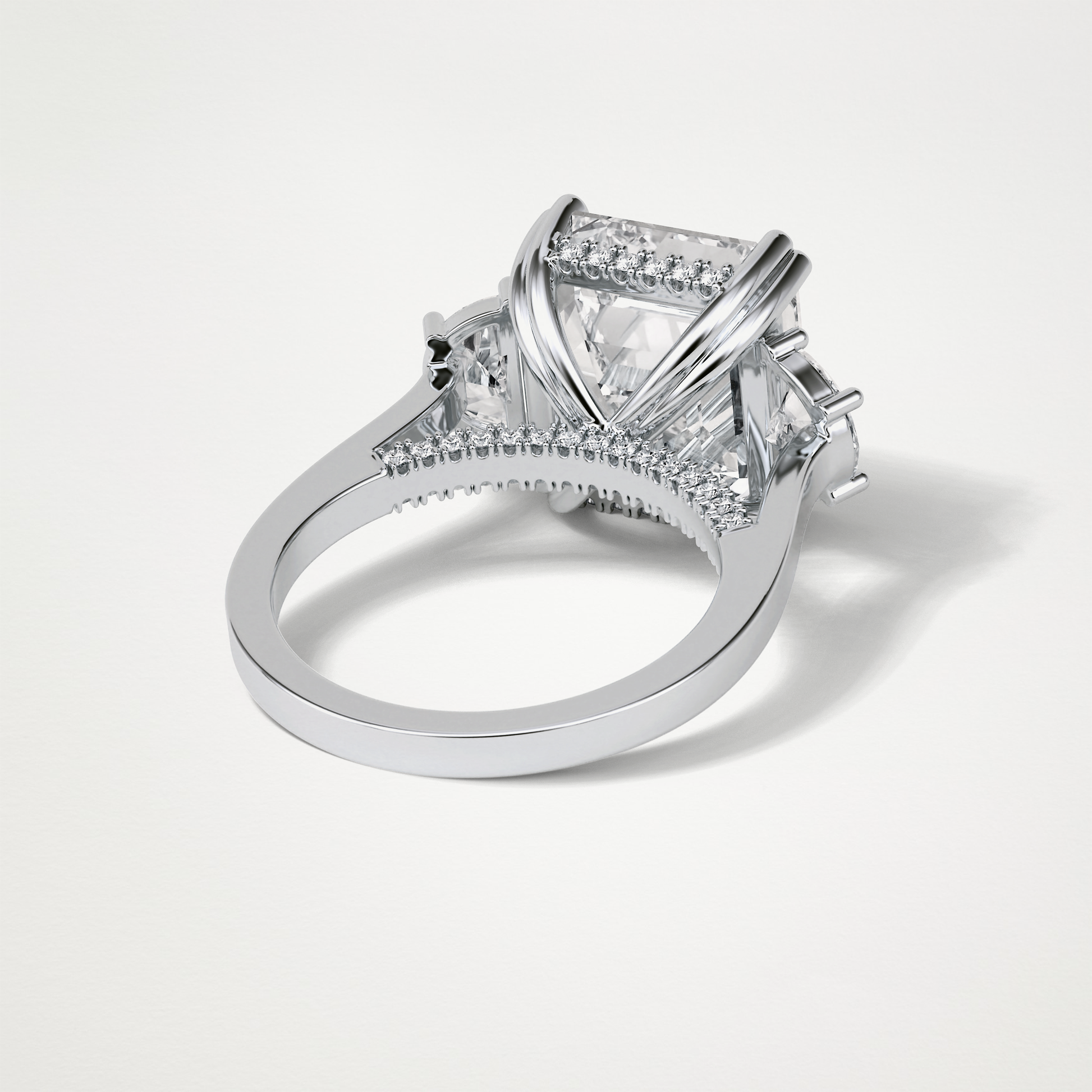 Asscher Three Stones Lab Grown Diamond Engagement Ring