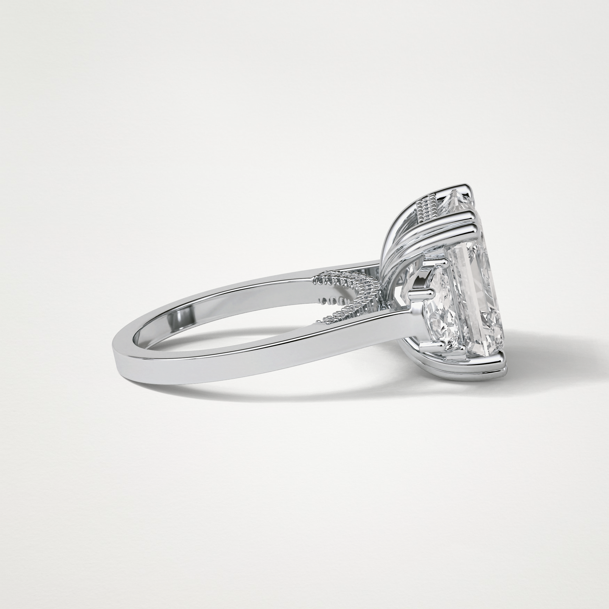 Asscher Three Stones Lab Grown Diamond Engagement Ring