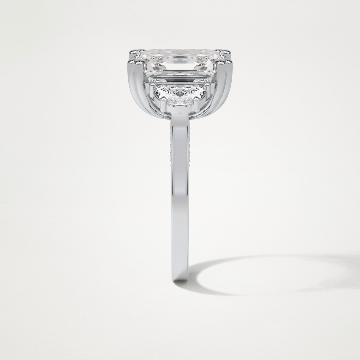 Asscher Three Stones Lab Grown Diamond Engagement Ring