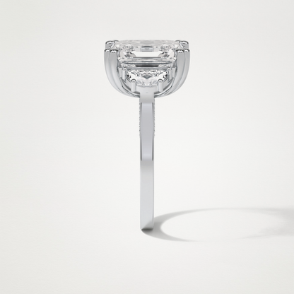 Asscher Three Stones Lab Grown Diamond Engagement Ring