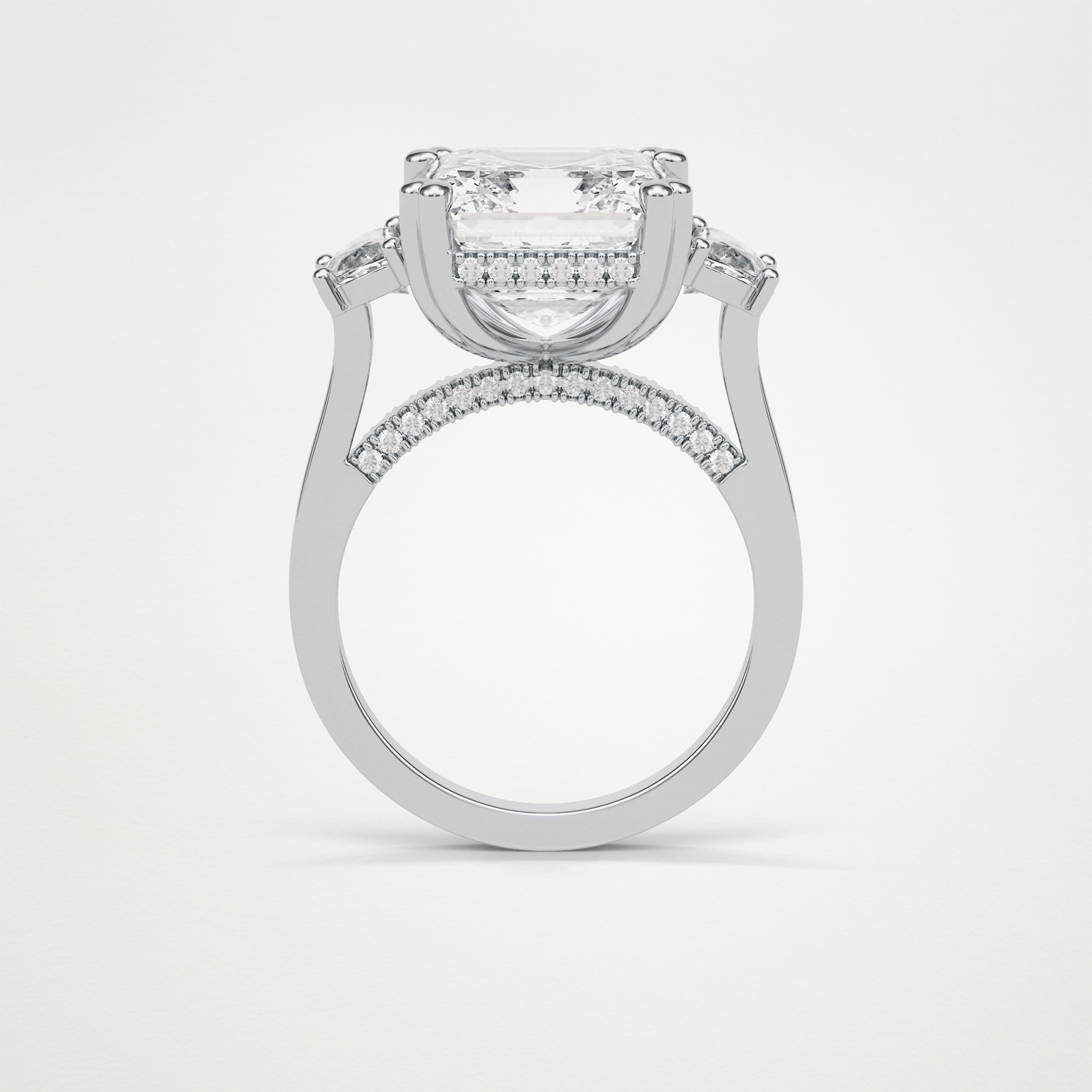 Asscher Three Stones Lab Grown Diamond Engagement Ring