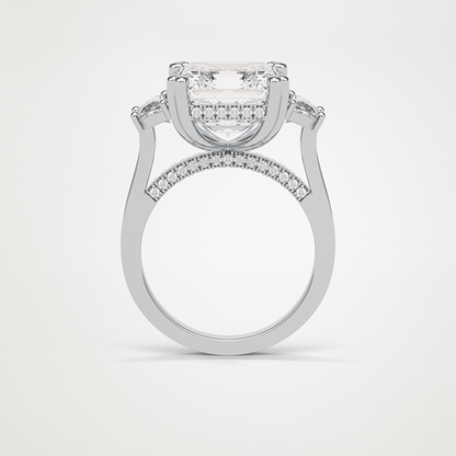 Asscher Three Stones Lab Grown Diamond Engagement Ring