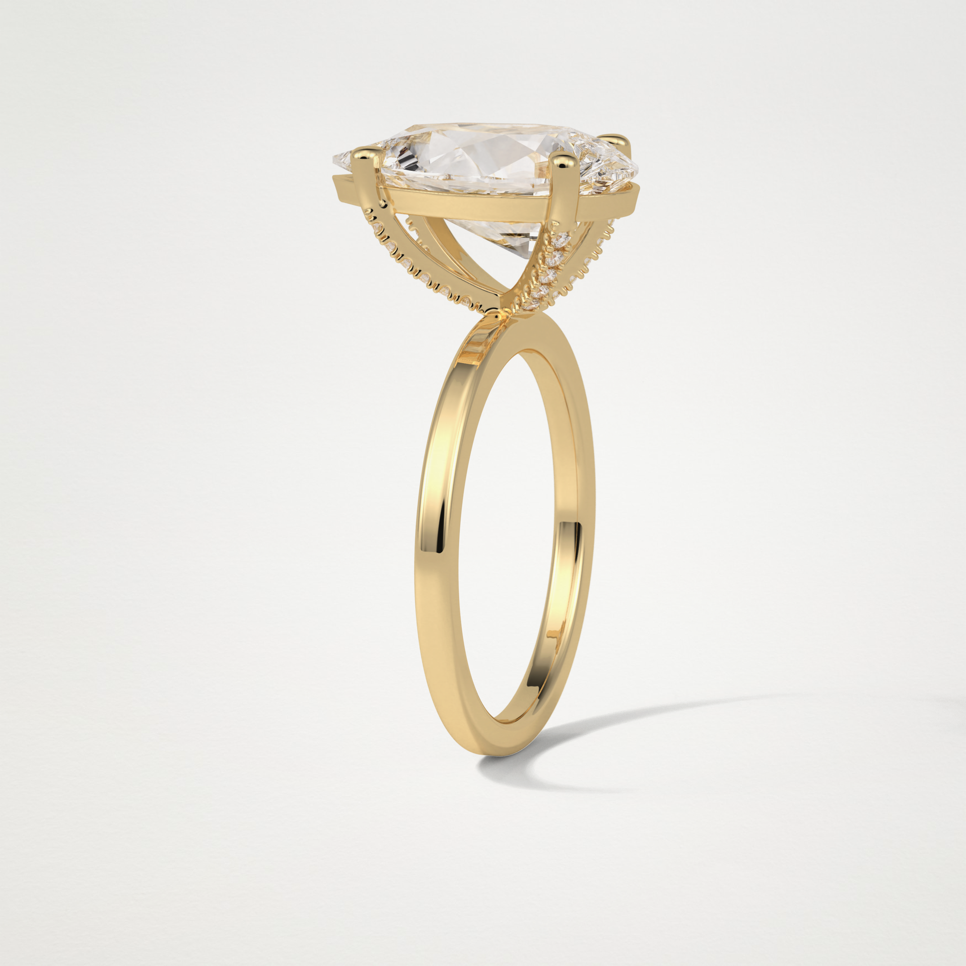 Pear Hidden Halo Lab Grown Diamond Engagement Ring