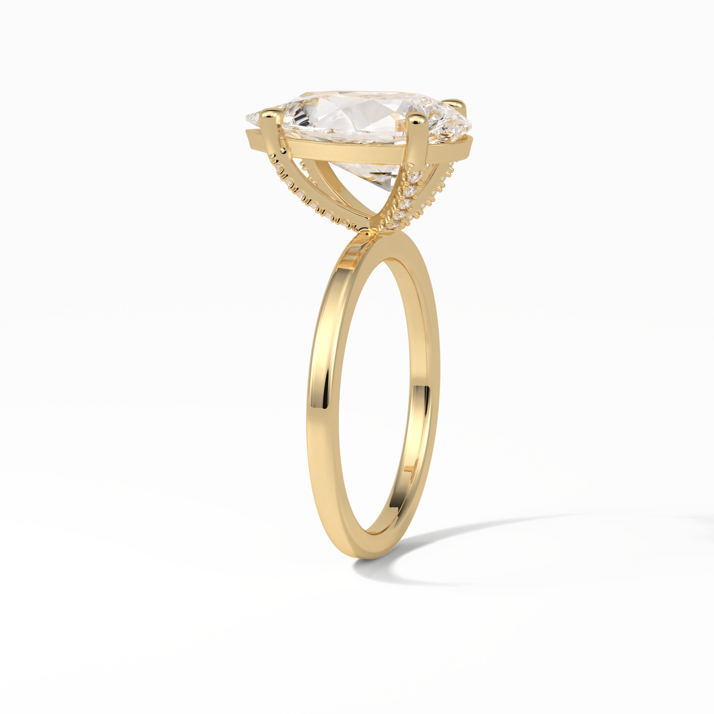 Pear Hidden Halo Lab Grown Diamond Engagement Ring