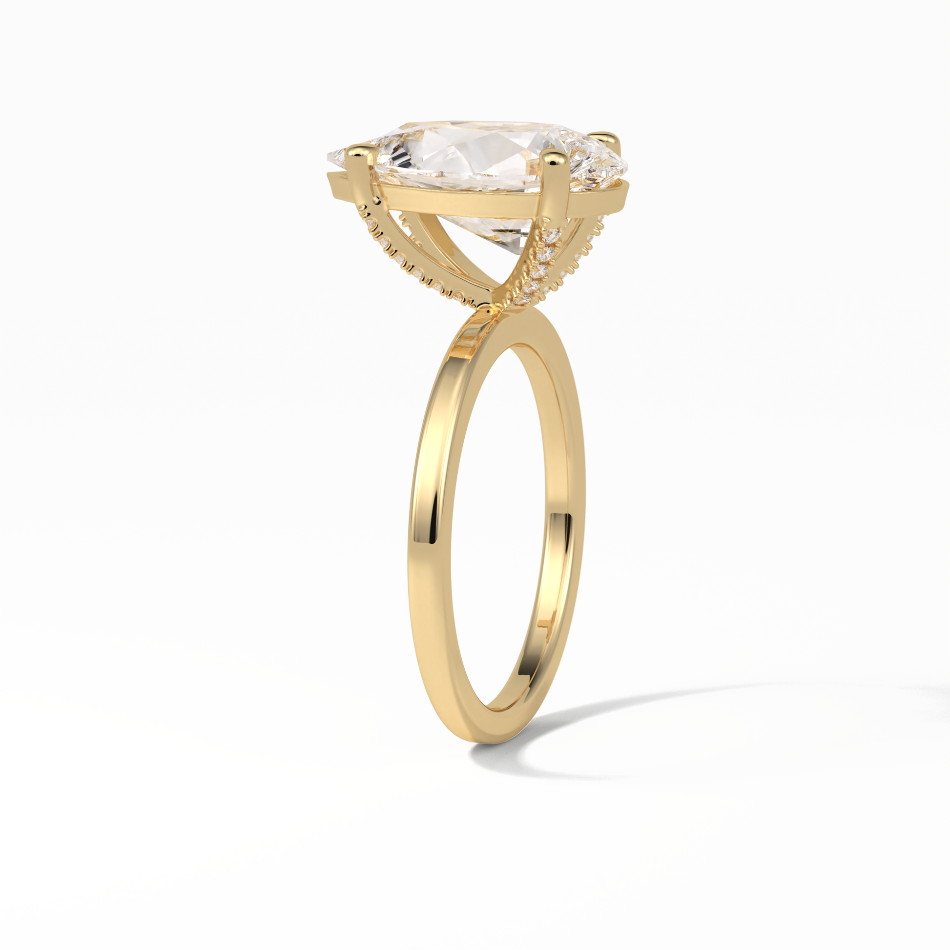 Pear Hidden Halo Lab Grown Diamond Engagement Ring