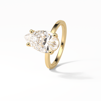 Pear Hidden Halo Lab Grown Diamond Engagement Ring