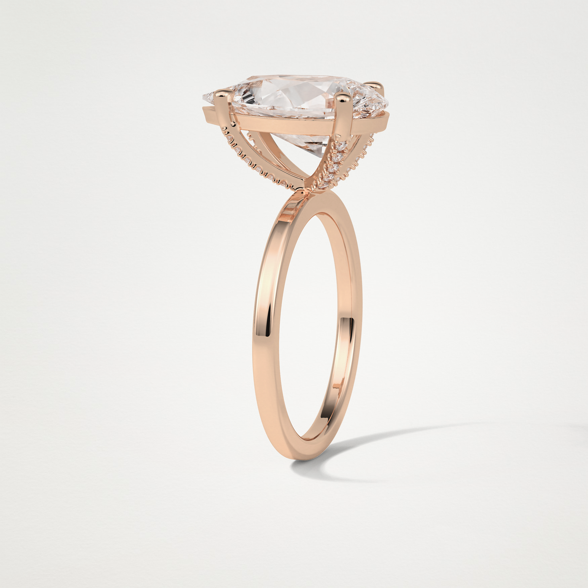 Pear Hidden Halo Lab Grown Diamond Engagement Ring
