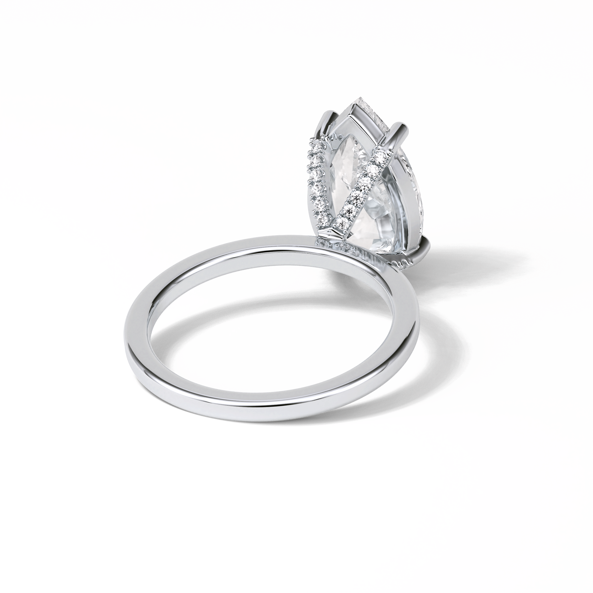 Pear Hidden Halo Lab Grown Diamond Engagement Ring
