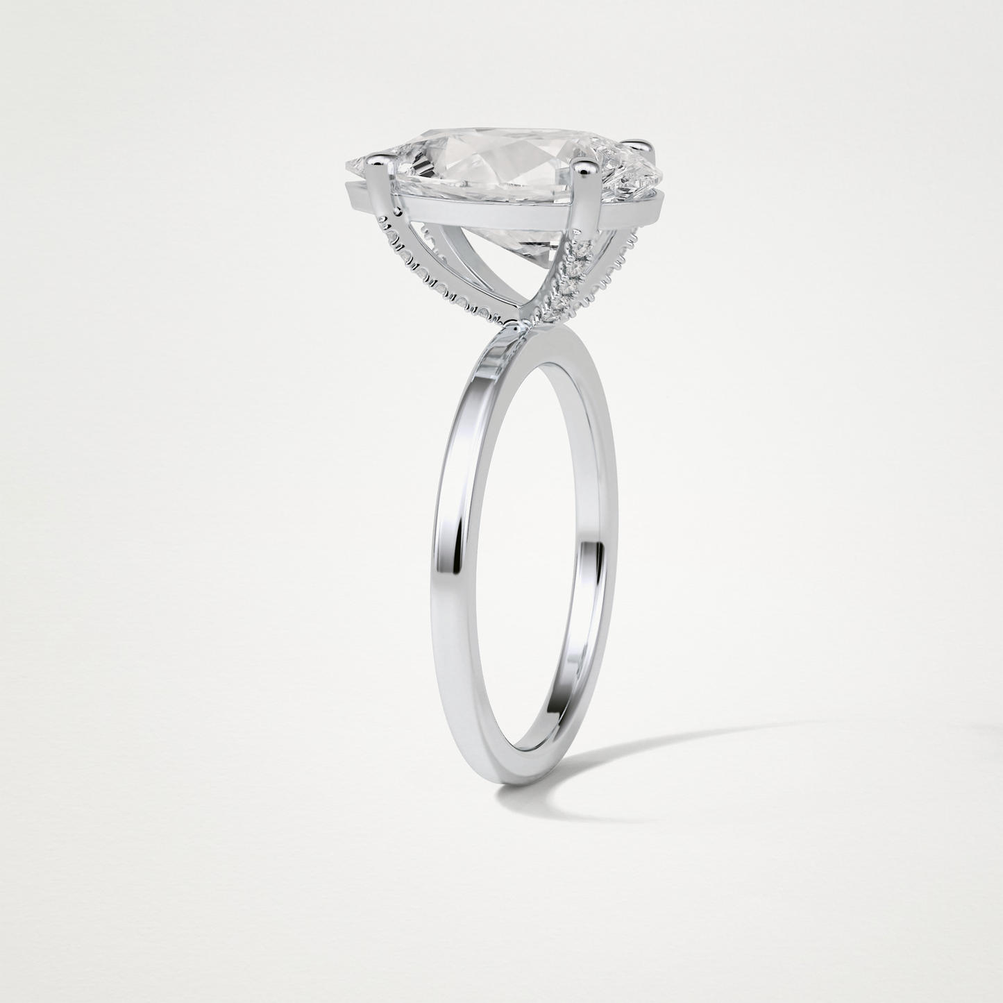 Pear Hidden Halo Lab Grown Diamond Engagement Ring