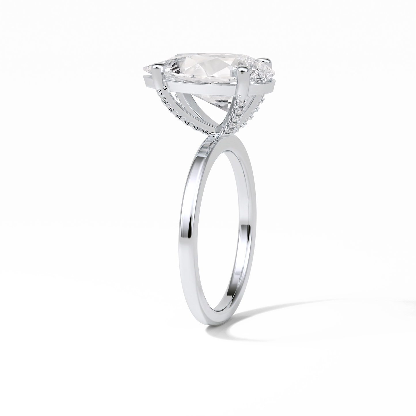 Pear Hidden Halo Lab Grown Diamond Engagement Ring