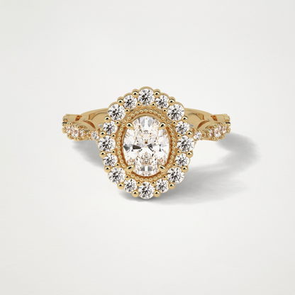 Oval Pave and Halo Lab Grown Diamond Engagement Ring