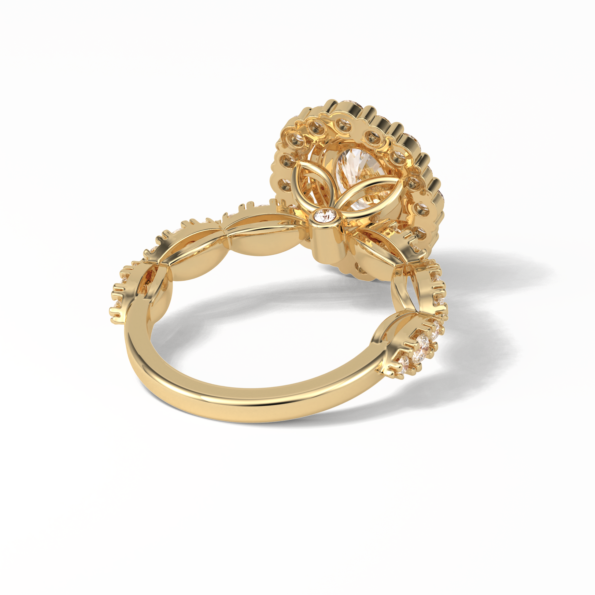 Oval Pave and Halo Lab Grown Diamond Engagement Ring