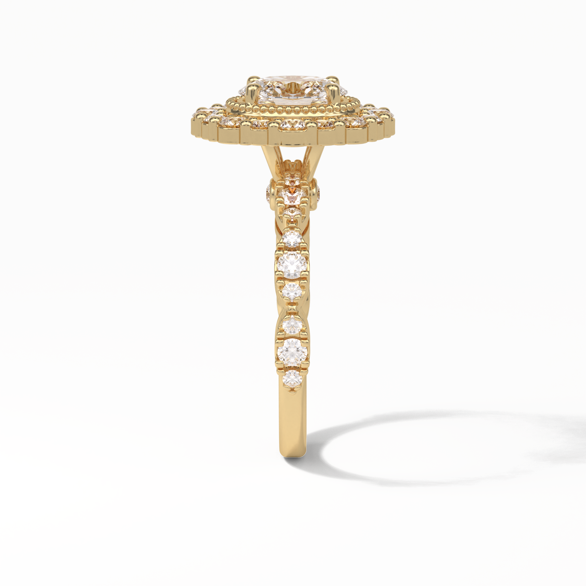 Oval Pave and Halo Lab Grown Diamond Engagement Ring
