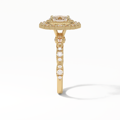 Oval Pave and Halo Lab Grown Diamond Engagement Ring