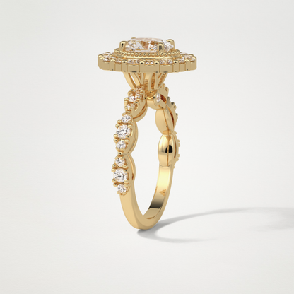 Oval Pave and Halo Lab Grown Diamond Engagement Ring