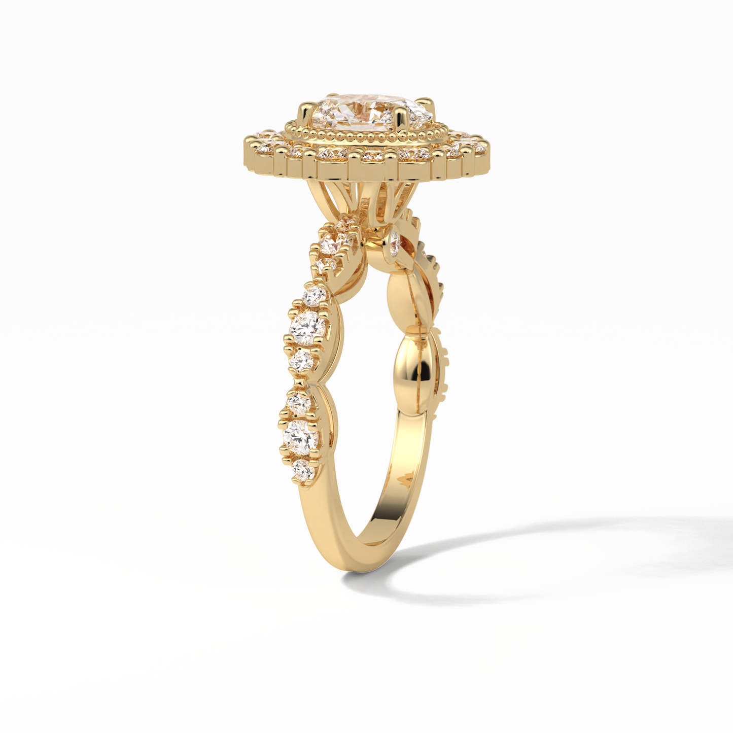 Oval Pave and Halo Lab Grown Diamond Engagement Ring