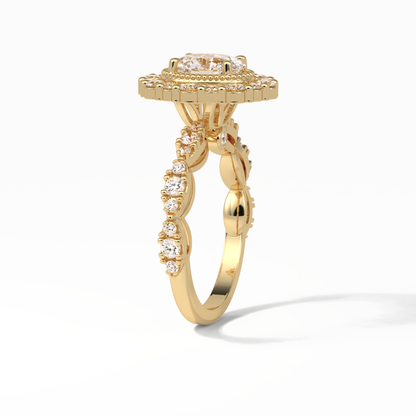 Oval Pave and Halo Lab Grown Diamond Engagement Ring