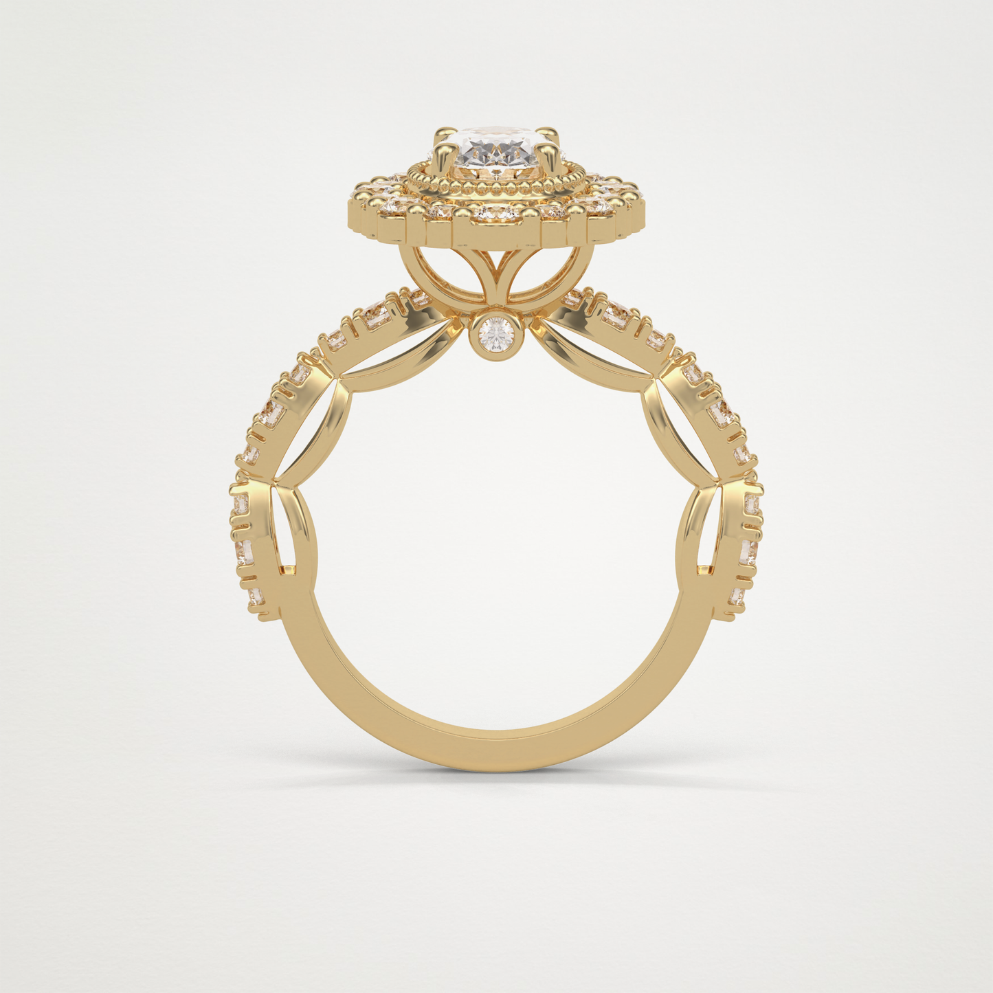Oval Pave and Halo Lab Grown Diamond Engagement Ring