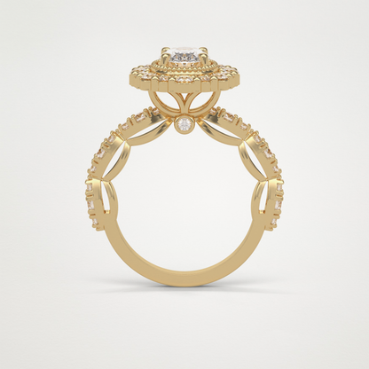 Oval Pave and Halo Lab Grown Diamond Engagement Ring