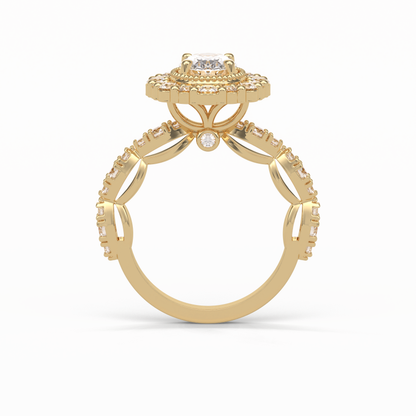 Oval Pave and Halo Lab Grown Diamond Engagement Ring
