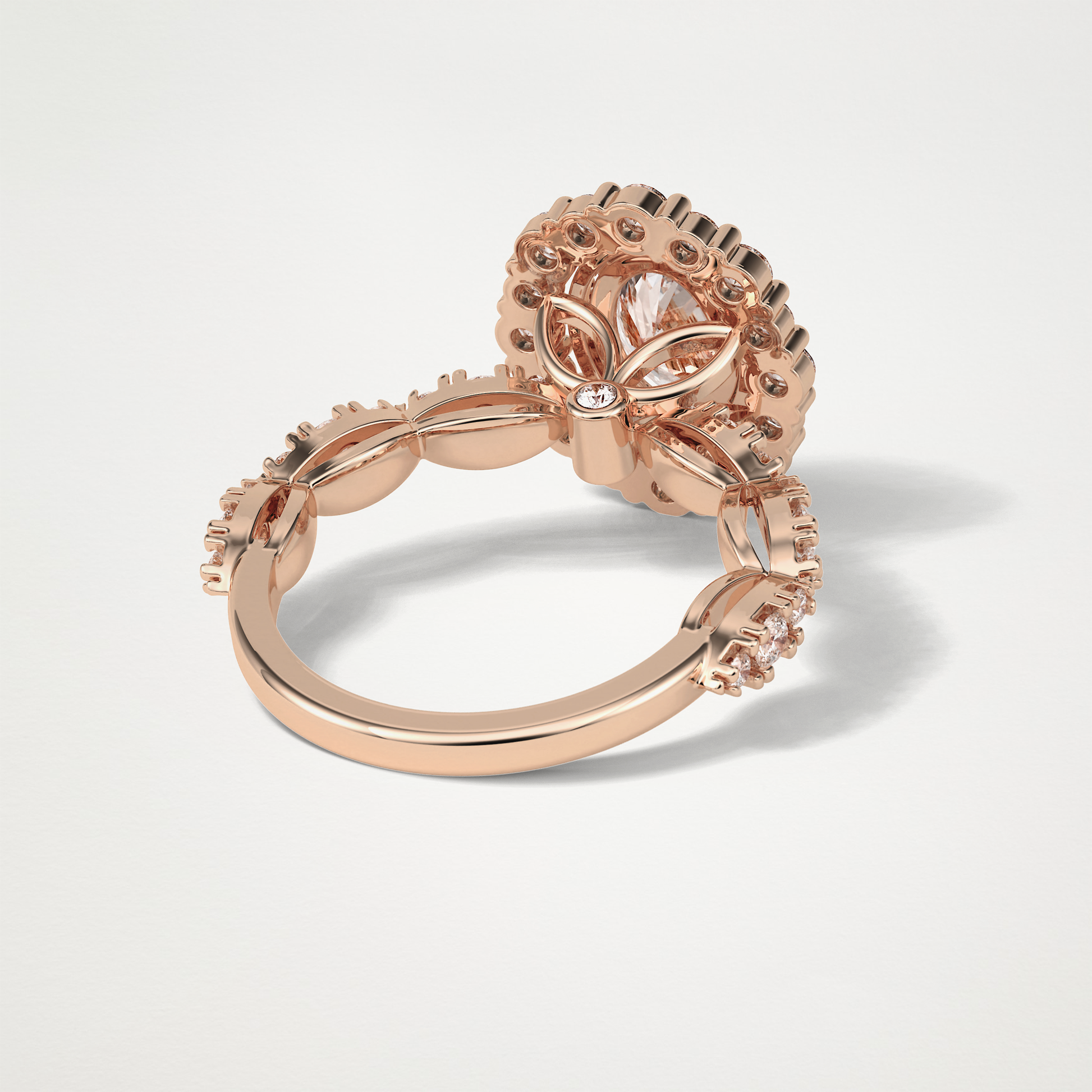 Oval Pave and Halo Lab Grown Diamond Engagement Ring