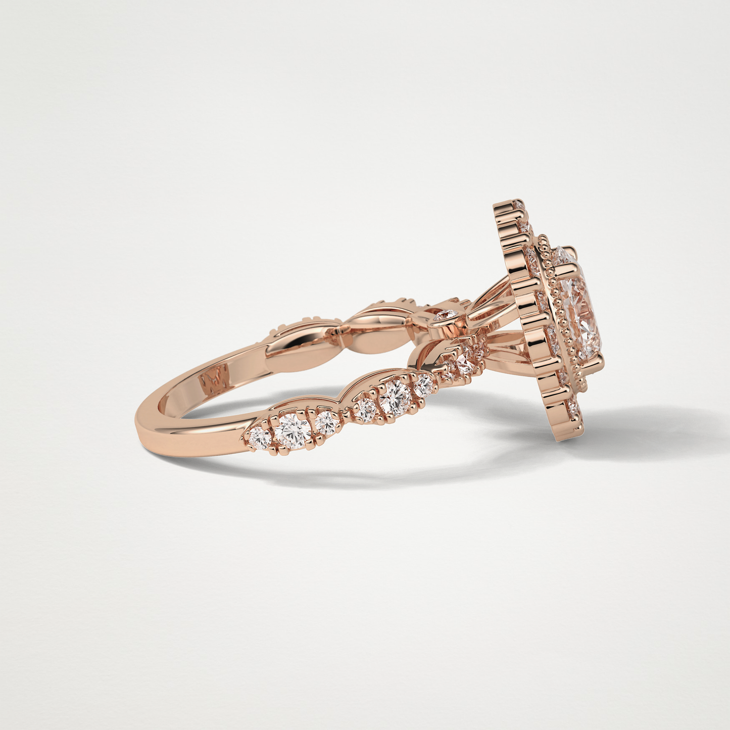 Oval Pave and Halo Lab Grown Diamond Engagement Ring