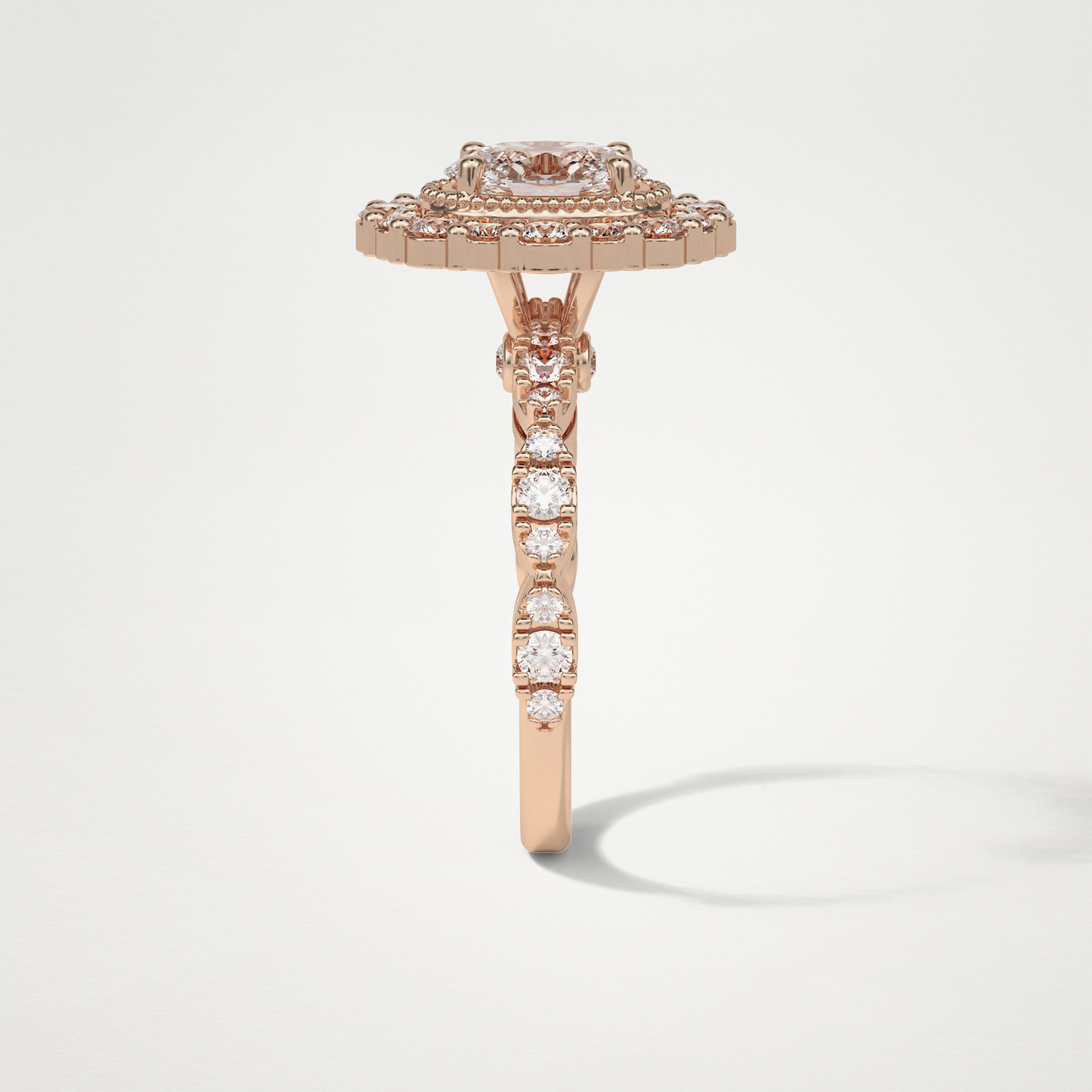 Oval Pave and Halo Lab Grown Diamond Engagement Ring