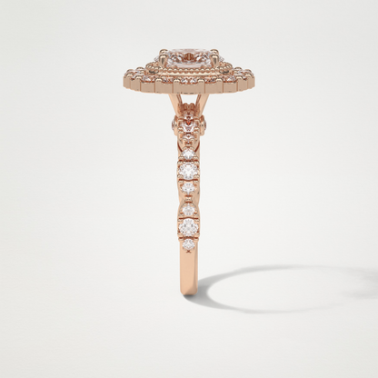Oval Pave and Halo Lab Grown Diamond Engagement Ring