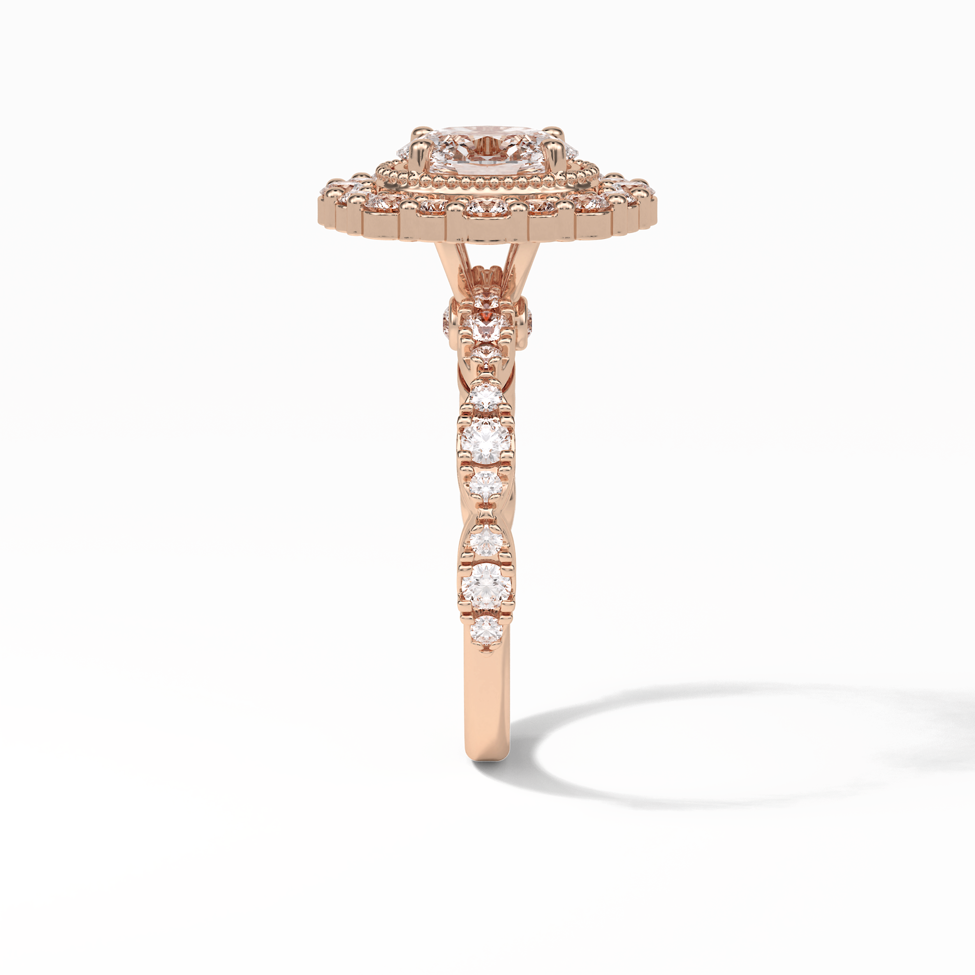 Oval Pave and Halo Lab Grown Diamond Engagement Ring