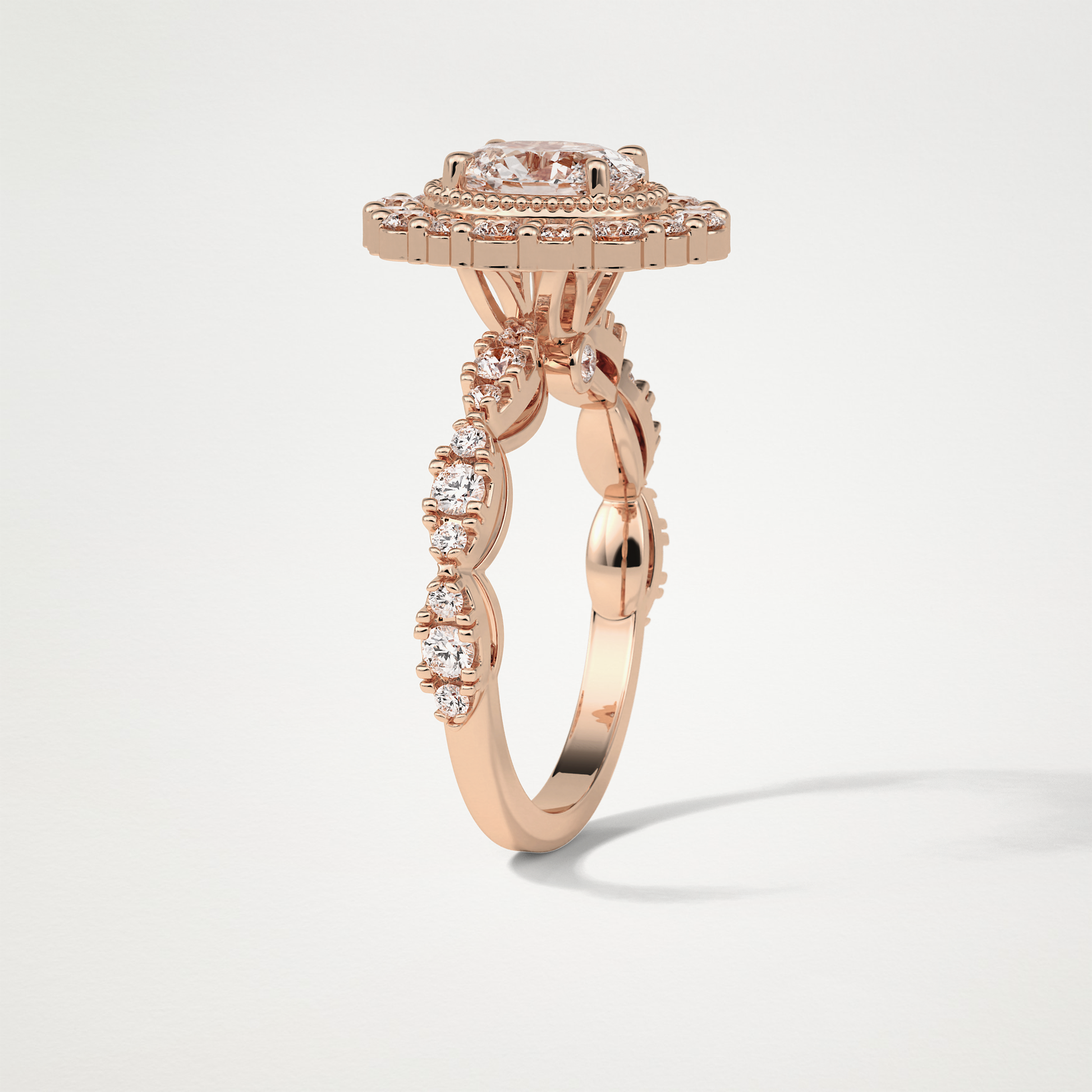 Oval Pave and Halo Lab Grown Diamond Engagement Ring