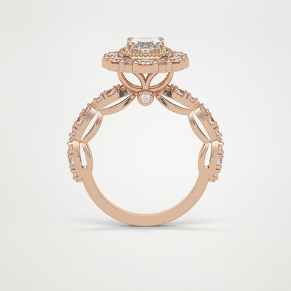 Oval Pave and Halo Lab Grown Diamond Engagement Ring