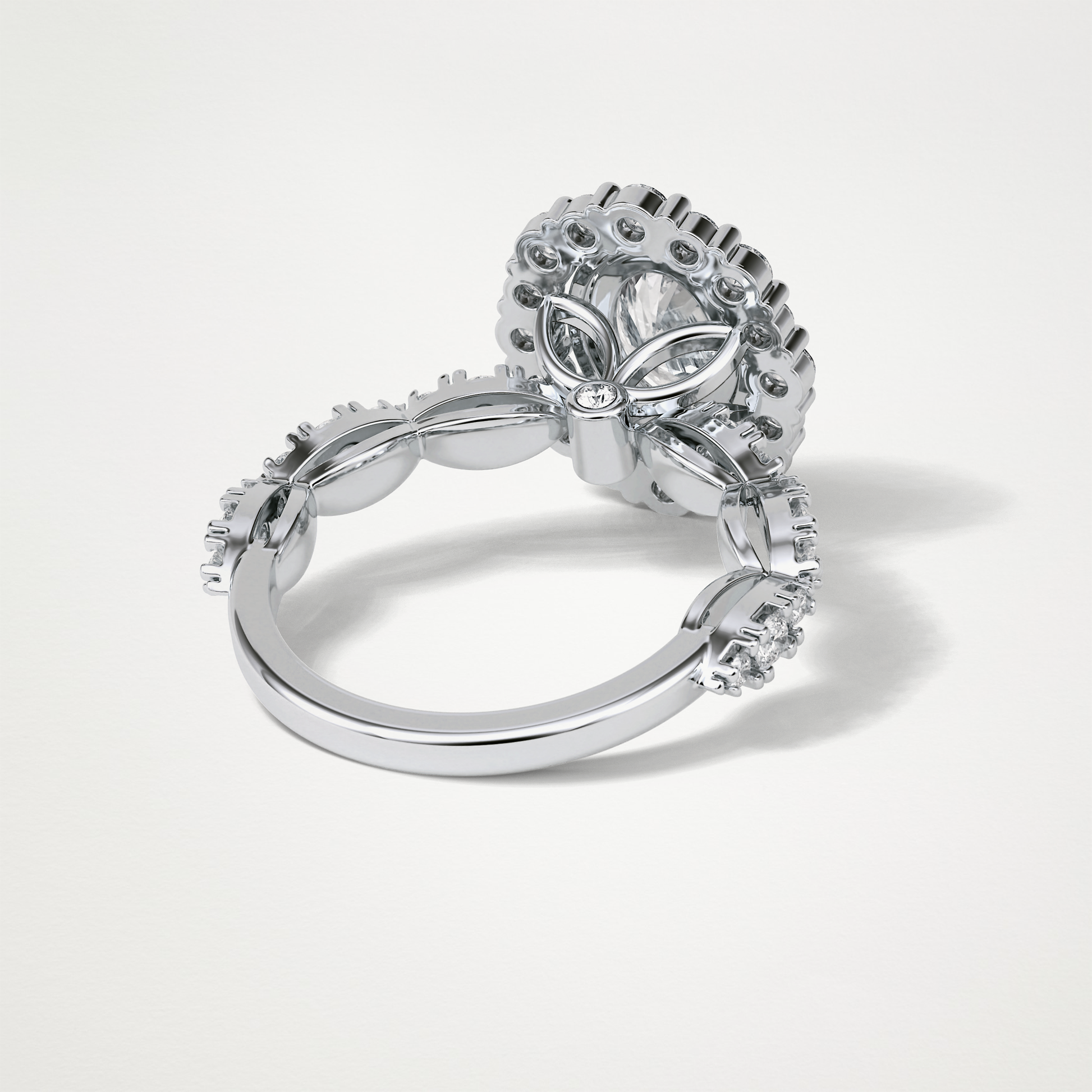 Oval Pave and Halo Lab Grown Diamond Engagement Ring