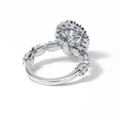 Oval Pave and Halo Lab Grown Diamond Engagement Ring
