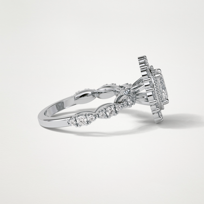 Oval Pave and Halo Lab Grown Diamond Engagement Ring