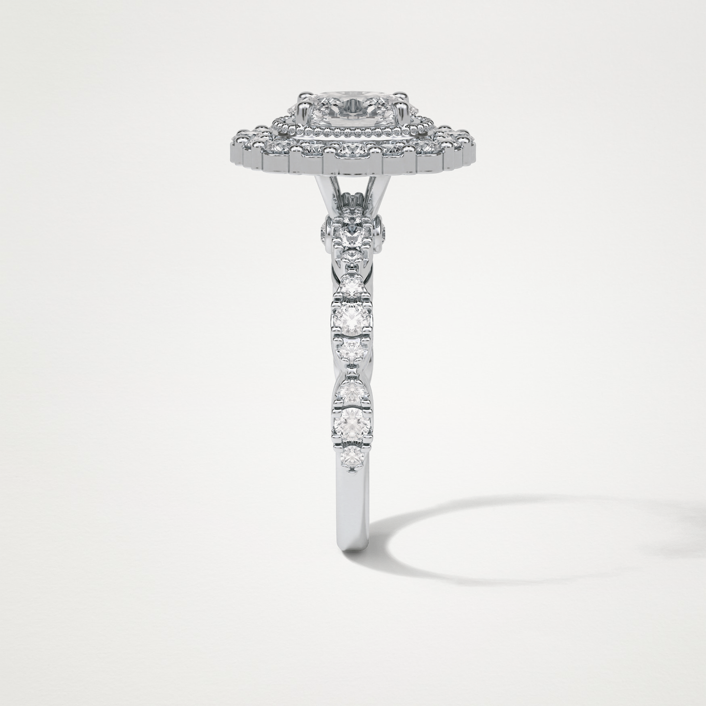 Oval Pave and Halo Lab Grown Diamond Engagement Ring