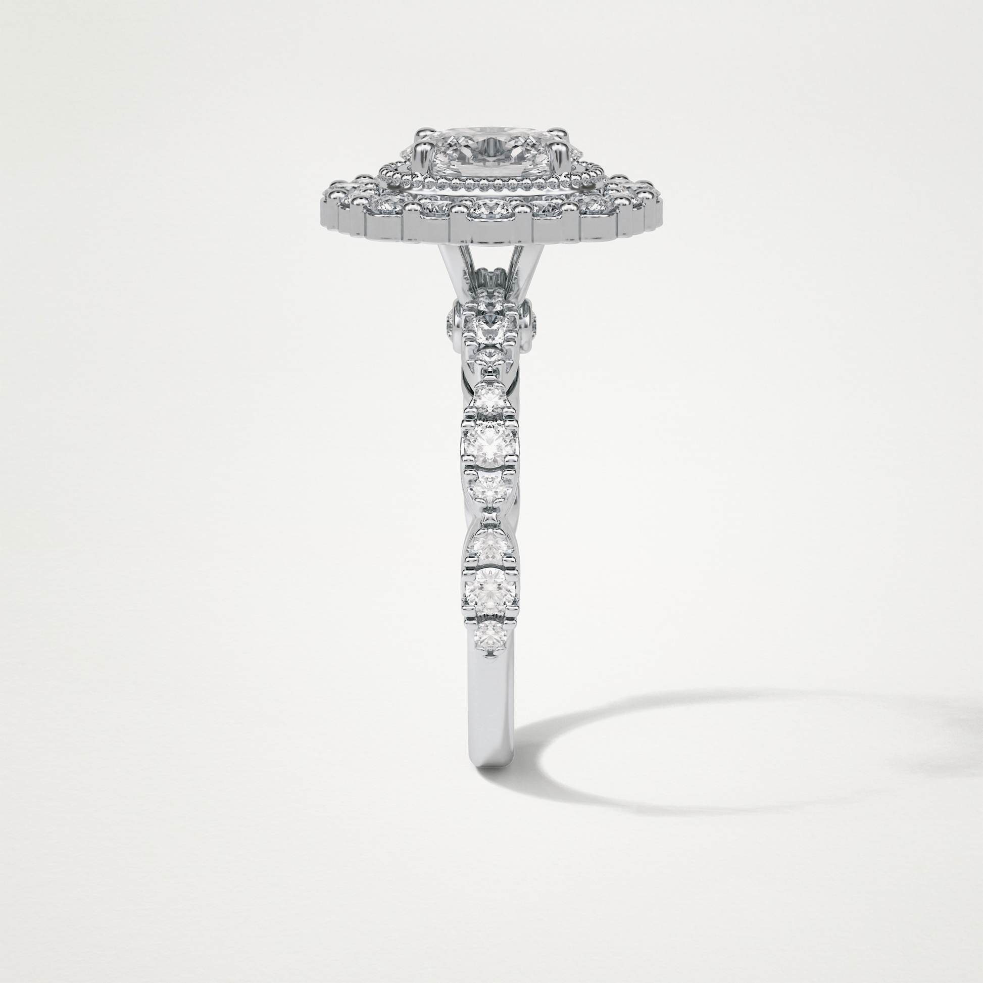 Oval Pave and Halo Lab Grown Diamond Engagement Ring