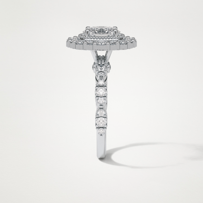 Oval Pave and Halo Lab Grown Diamond Engagement Ring