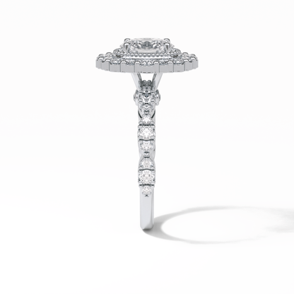 Oval Pave and Halo Lab Grown Diamond Engagement Ring
