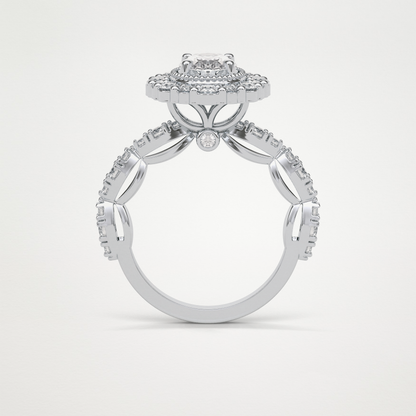 Oval Pave and Halo Lab Grown Diamond Engagement Ring