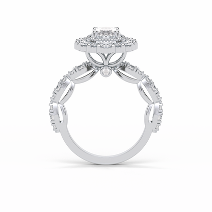Oval Pave and Halo Lab Grown Diamond Engagement Ring