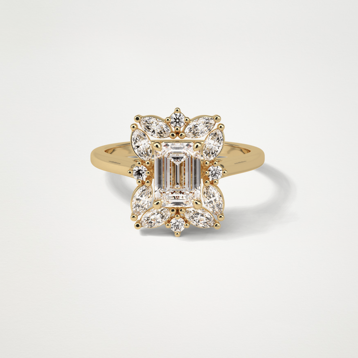 Emerald Cluster Lab Grown Diamond Engagement Ring