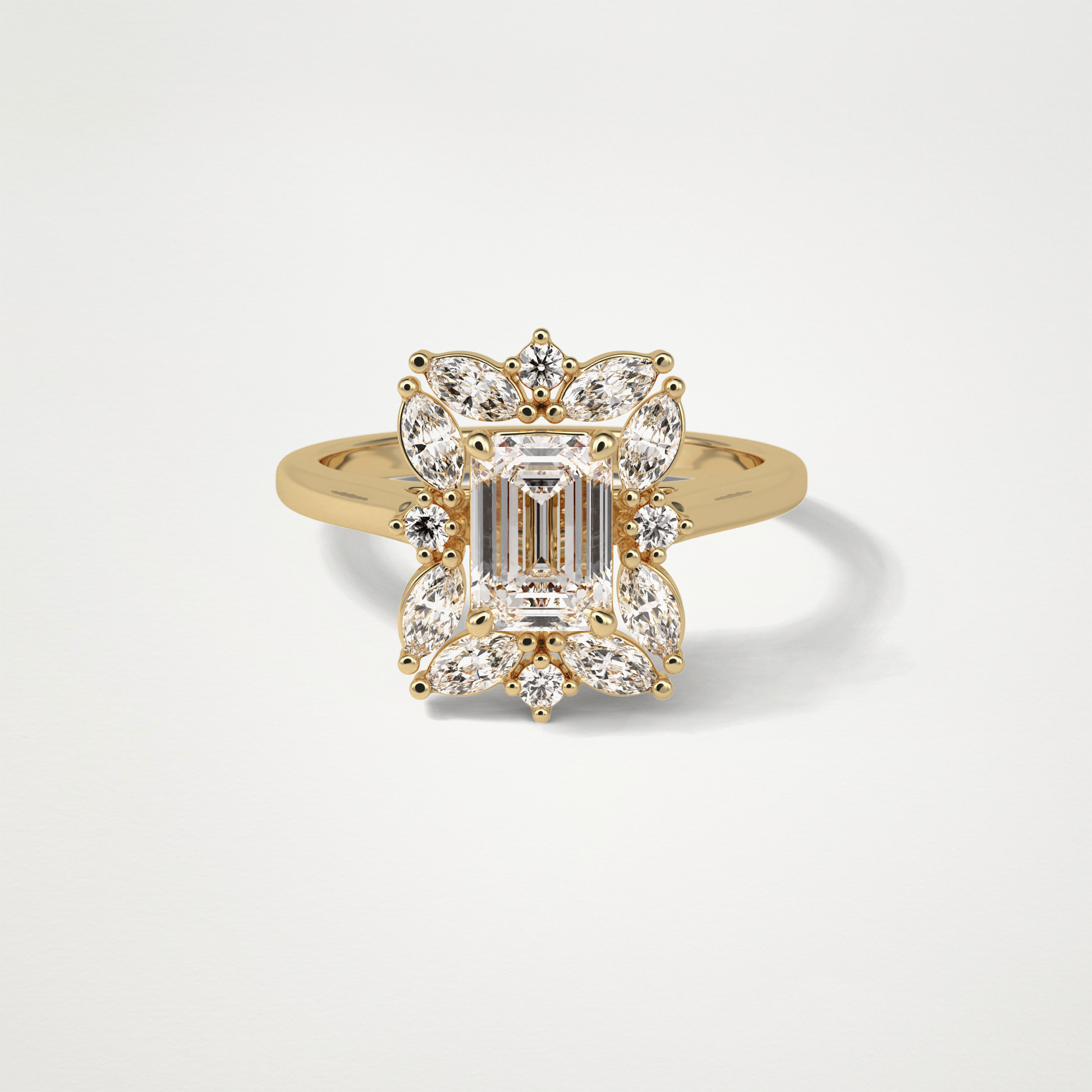 Emerald Cluster Lab Grown Diamond Engagement Ring