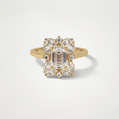 Emerald Cluster Lab Grown Diamond Engagement Ring