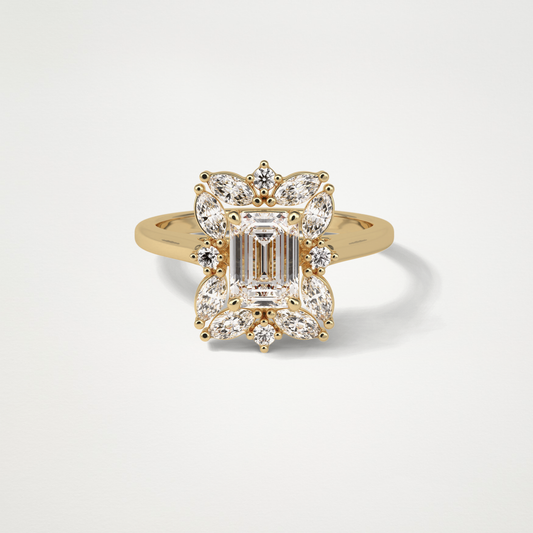 Emerald Cluster Lab Grown Diamond Engagement Ring