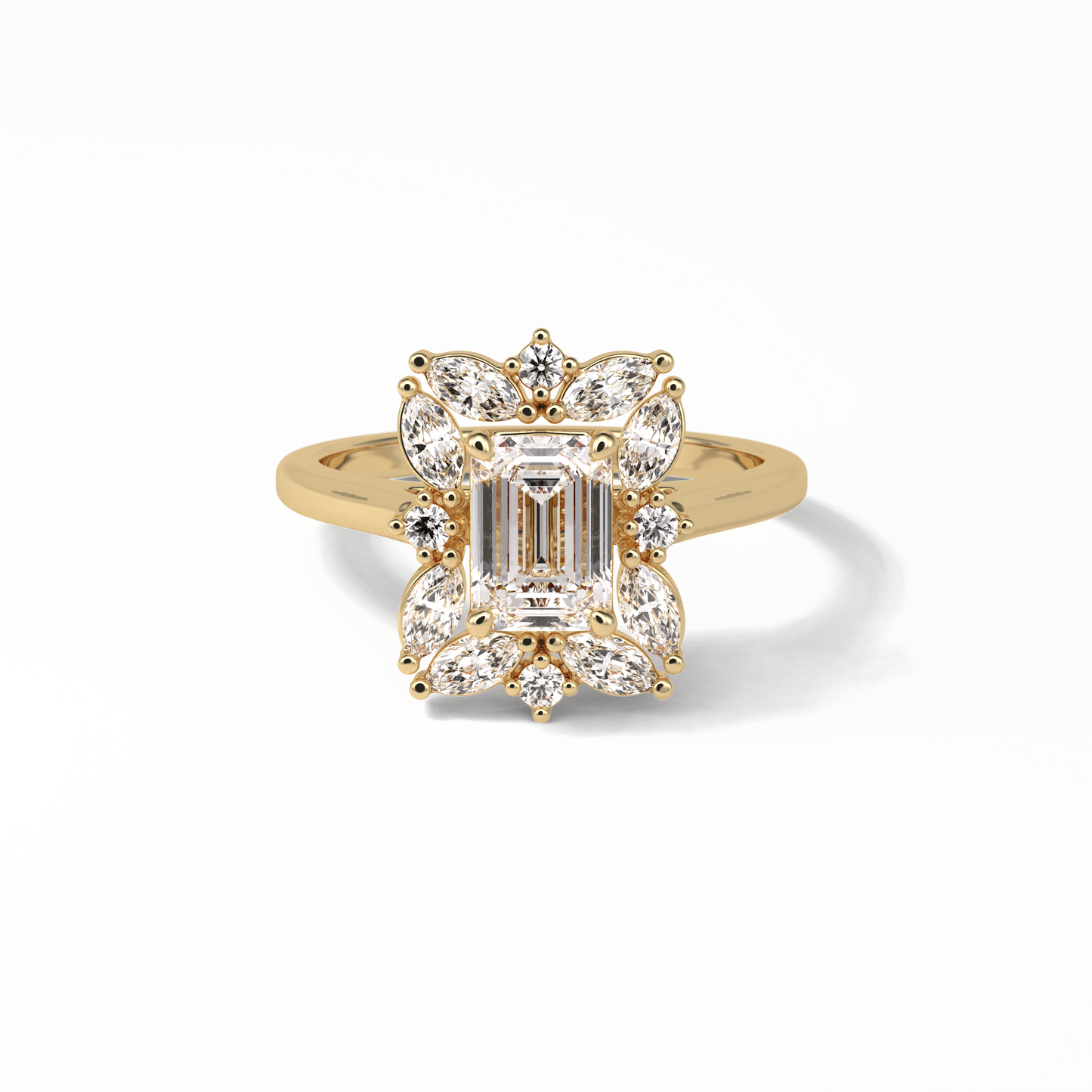 Emerald Cluster Lab Grown Diamond Engagement Ring