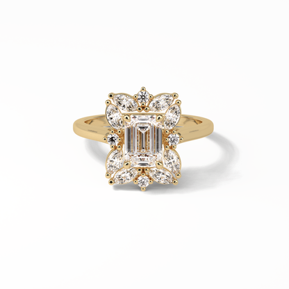 Emerald Cluster Lab Grown Diamond Engagement Ring