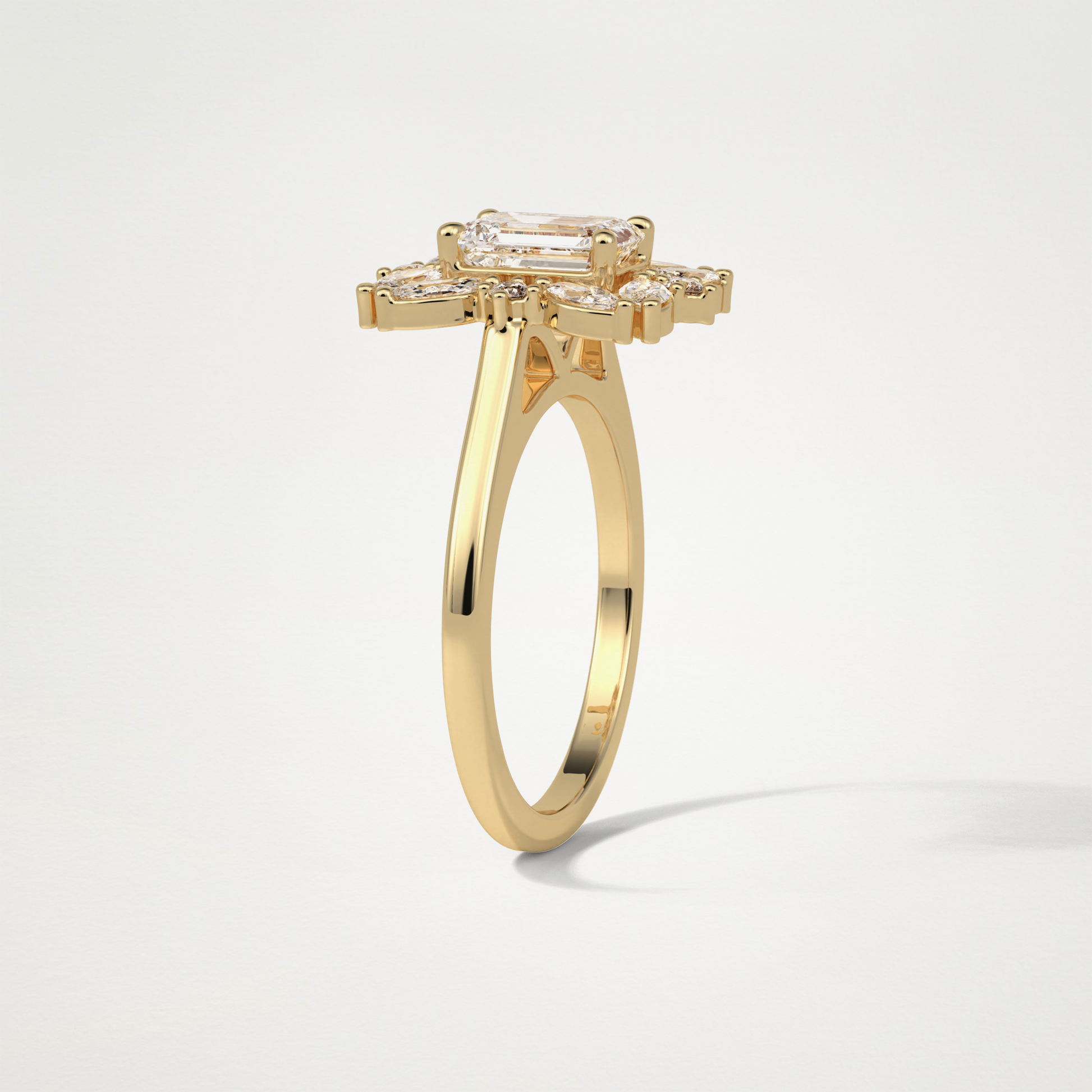 Emerald Cluster Lab Grown Diamond Engagement Ring