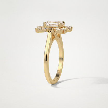 Emerald Cluster Lab Grown Diamond Engagement Ring