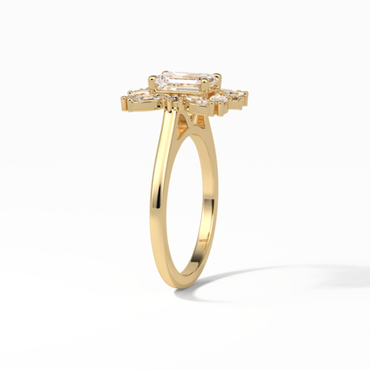 Emerald Cluster Lab Grown Diamond Engagement Ring