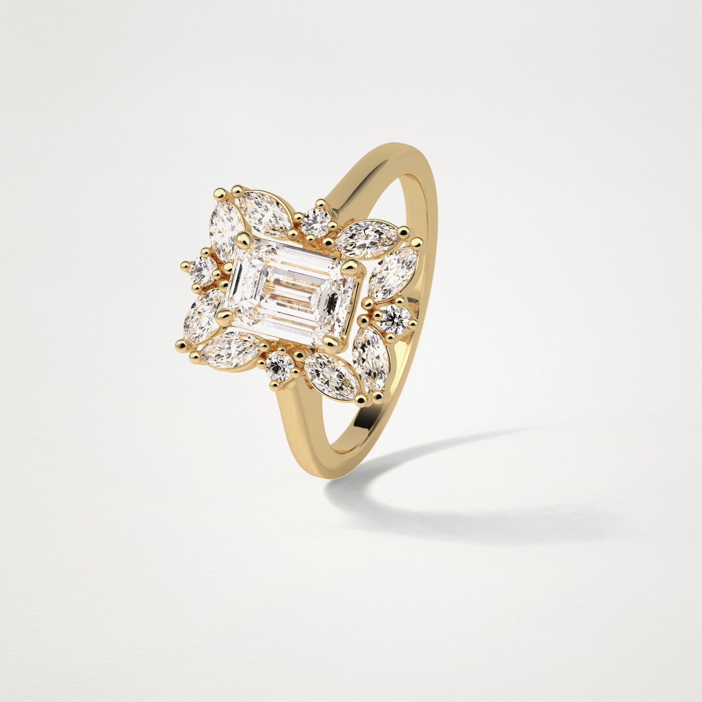 Emerald Cluster Lab Grown Diamond Engagement Ring